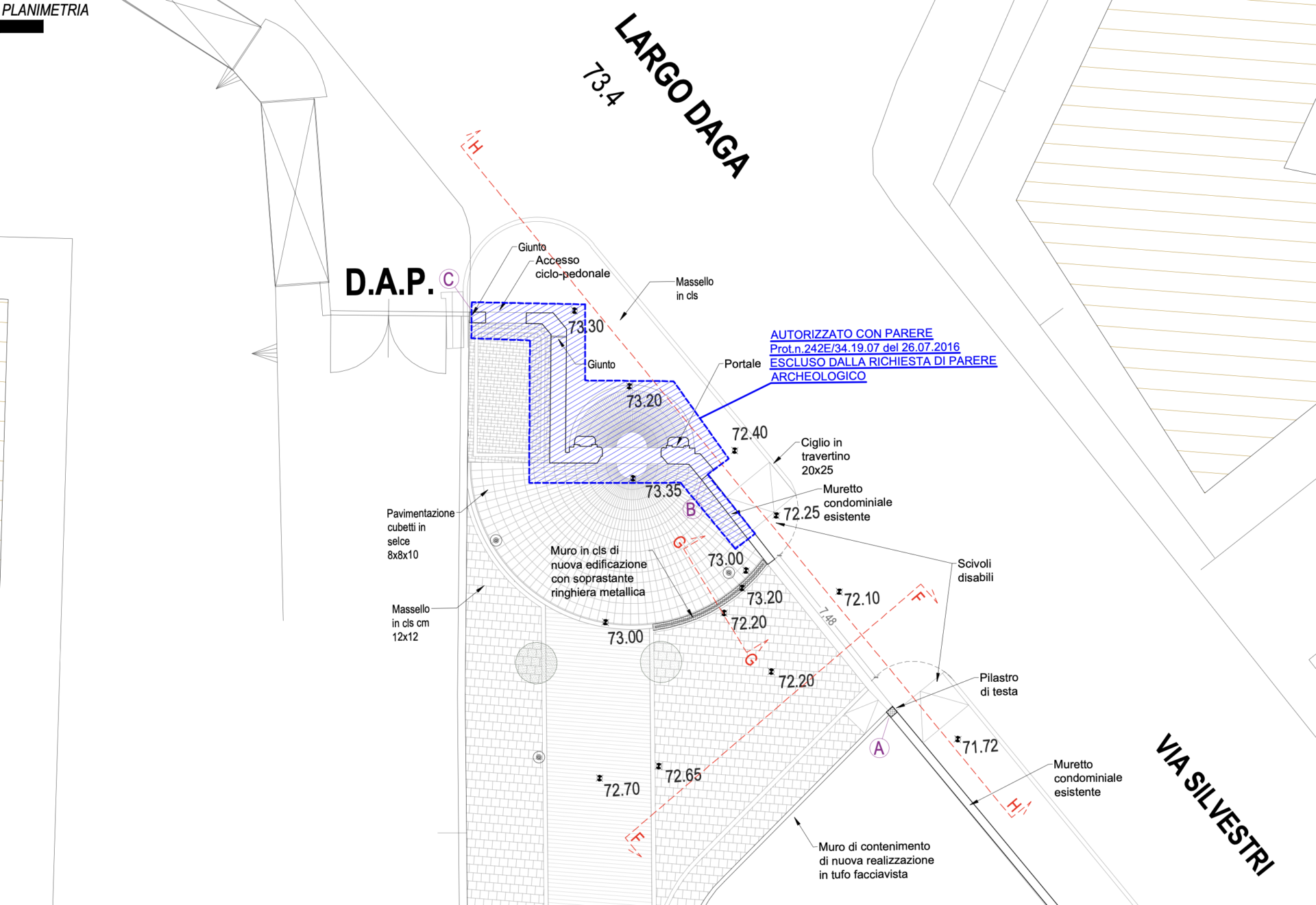 Progetto accesso al parco da largo daga planimetria